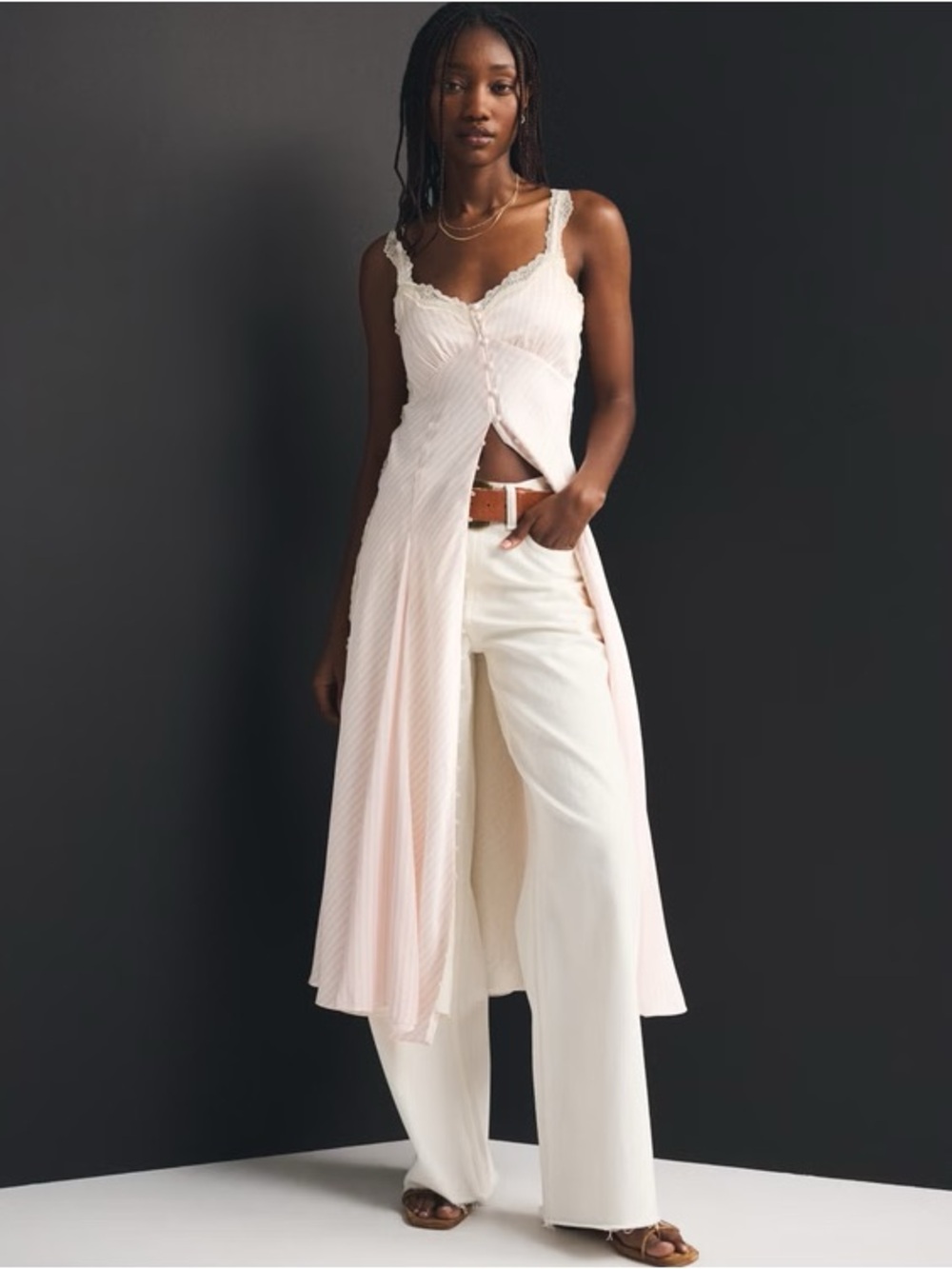 Abercrombie & Fitch Ivory Striped Maxi Dress
